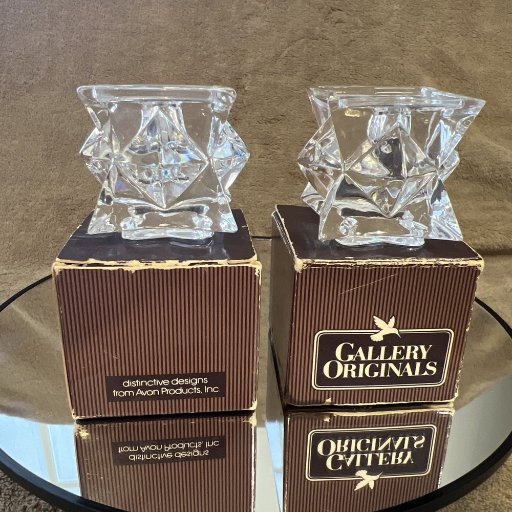 2 Gallery Originals Stackable Star Crystal/ Lead Candle‎ Holders (AVON)